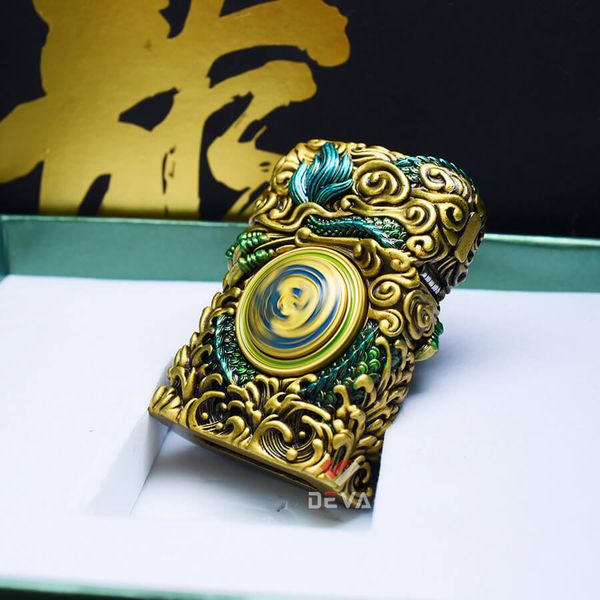 Zippo Ốp Tượng Thanh Long Và Vòng Xoay Phong Thủy ZN86