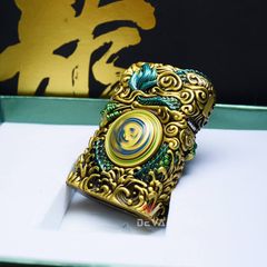 Zippo Ốp Tượng Thanh Long Và Vòng Xoay Phong Thủy ZN86