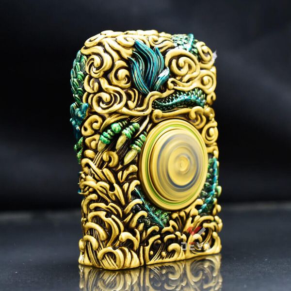 Zippo Ốp Tượng Thanh Long Và Vòng Xoay Phong Thủy ZN86