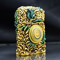 Zippo Ốp Tượng Thanh Long Và Vòng Xoay Phong Thủy ZN86