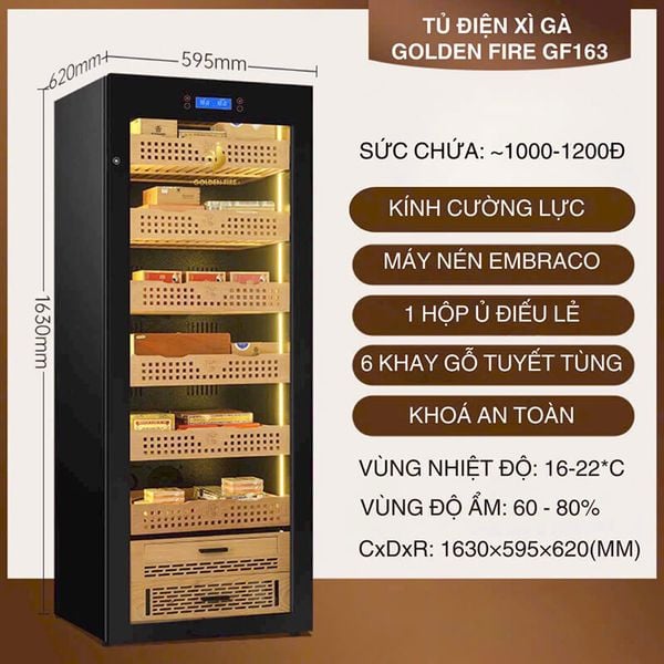 Tủ bảo quản xì gà 1000 - 1200 điếu GF 163