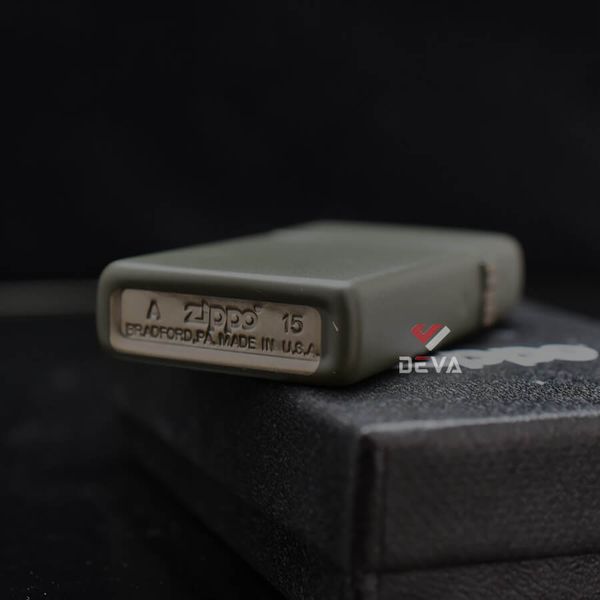 Zippo Slim Sơn Xanh Bộ Đội In Logo Hãng 1627 ZT03