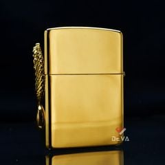 Zippo Khảm Trai Ốp Tượng Rồng Mạ Vàng Cầm Ngọc ZN300