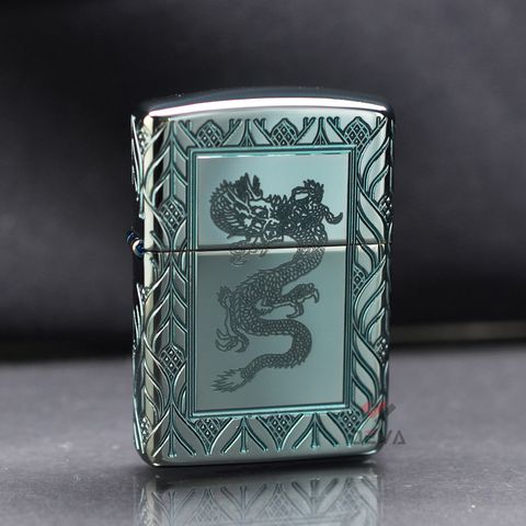 Zippo Armor Xanh Ngọc Bích Luxury Rồng Elegant Dragon Design Z336