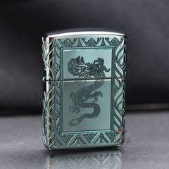 Zippo Armor Xanh Ngọc Bích Khắc Rồng Elegant Dragon Design Z336