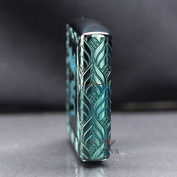 Zippo Armor Xanh Ngọc Bích Khắc Rồng Elegant Dragon Design Z336