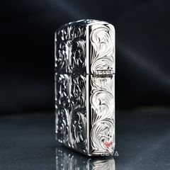Zippo Armor Khắc Nổi Hoa Văn Mạ Bạc ZN127