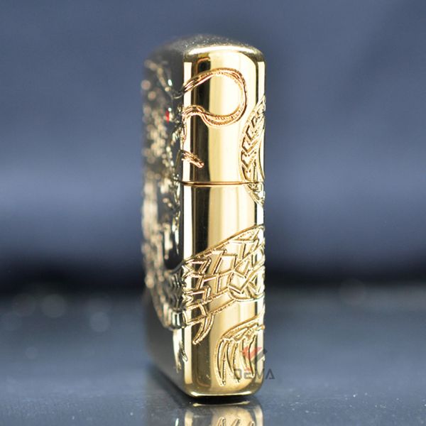 Zippo Armor khắc chìm rồng vàng mắt đỏ Red Eye Dragon Gold Plate Z144