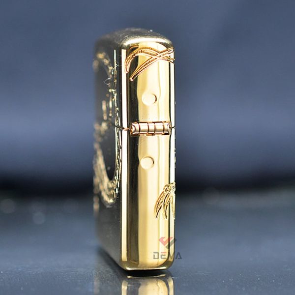 Zippo Armor khắc chìm rồng vàng mắt đỏ Red Eye Dragon Gold Plate Z144