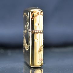 Zippo Armor khắc chìm rồng vàng mắt đỏ Red Eye Dragon Gold Plate Z144