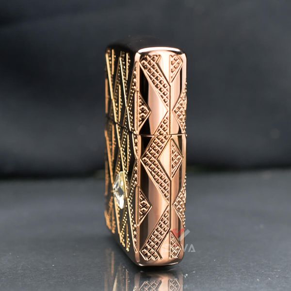 Zippo Armor Khắc Hoa Văn Ốp Kim Cương Geometric Diamond Z19