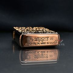 Zippo Armor Vàng Hồng Hoa Văn Carved Design Z161