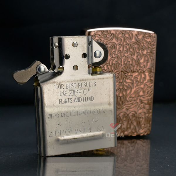 Zippo Armor Vàng Hồng Hoa Văn Carved Design Z161