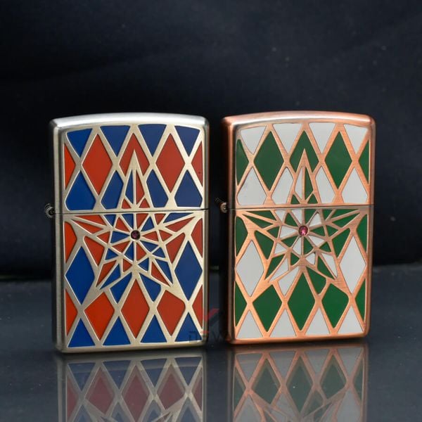 Zippo Tạo Hình Hoa Văn Ngôi Sao Sơn Màu ZN265