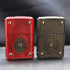 Zippo Bọc Da Khảm Emblem Ổ Khóa Cổ ZN227