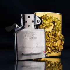 Zippo Ốp Tượng Rồng Mạ Vàng Uốn Lượn ZN299