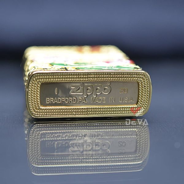 Zippo bọc lưới hoa văn bông sen ZN297