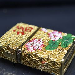 Zippo bọc lưới hoa văn bông sen ZN297