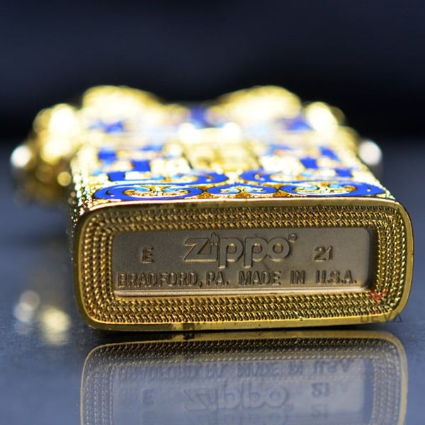 Zippo Bọc Lưới Vàng Sơn Mài Con Quay Thần Thú ZN378