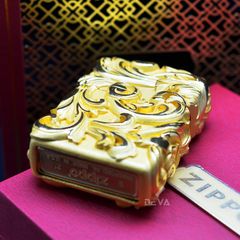 Zippo Bọc Phù Điêu Hoa Văn Cổ Điển Mạ Vàng ZN179