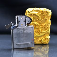 Zippo Bọc Phù Điêu Hoa Văn Cổ Điển Mạ Vàng ZN179