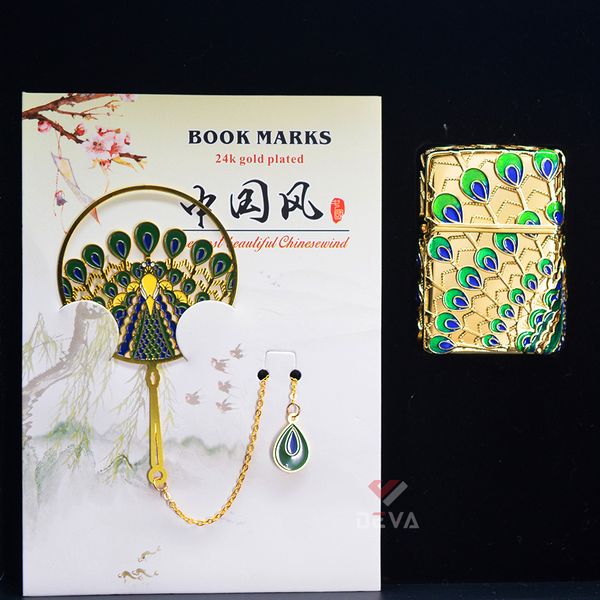 Zippo Bọc Vàng Chủ Đề Khổng Tước Phú Quý ZN359