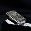 Set Zippo 1995 silver plate hoa văn mạ vàng C10