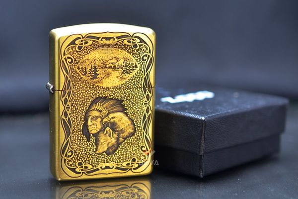 Zippo khắc Thổ Dân rừng xanh bản Armor  ZD06