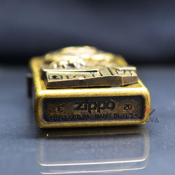 Zippo Đồng Bụi Gắn Emblem Ma Hổ ZN112