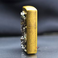 Zippo Đồng Bụi Ốp Emblem Hổ Núi ZN102