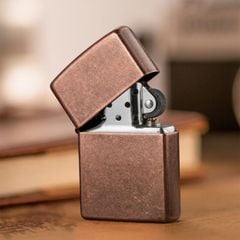 Zippo mạ đồng đỏ antique Copper Z204
