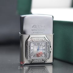 Zippo xuất Nhật gắn mặt đồng hồ cao cấp ZN295