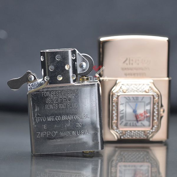 Zippo xuất Nhật gắn mặt đồng hồ cao cấp ZN295