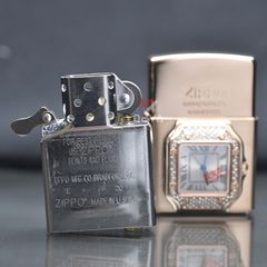 Zippo xuất Nhật gắn mặt đồng hồ cao cấp ZN295