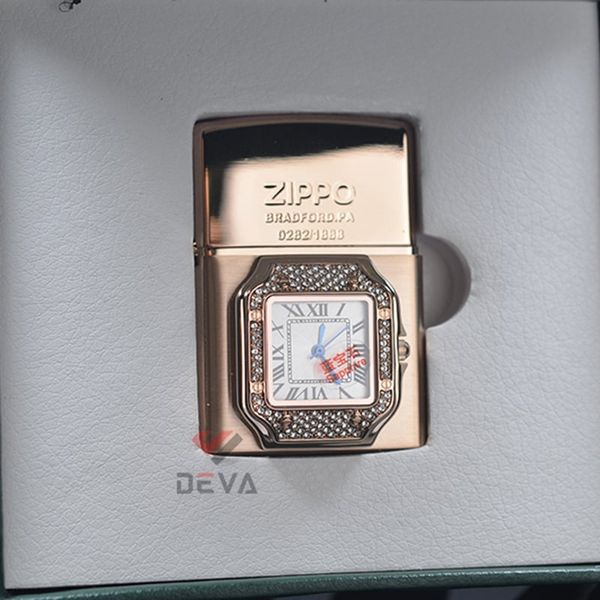Zippo xuất Nhật gắn mặt đồng hồ cao cấp ZN295
