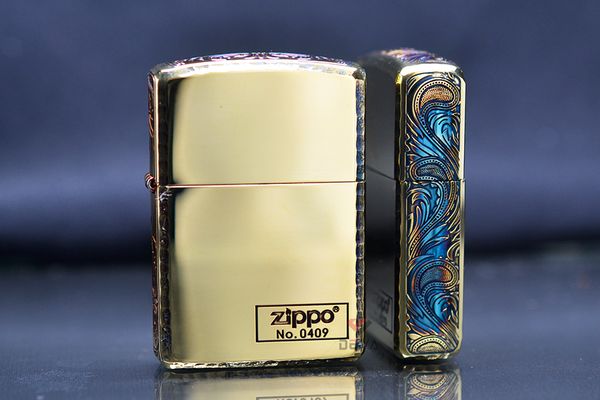 Zippo Armor viền gõ búa cạnh hoa văn đồng cháy bản giới hạn ZN325