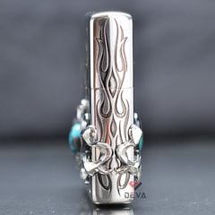 Zippo hoa văn cổ ốp Lam Ngọc 2 mặt ZN315