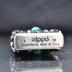 Zippo hoa văn cổ ốp Lam Ngọc 2 mặt ZN315