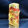 Zippo Bọc Lưới Mạ Vàng Đôi Lân Sư Rồng Tranh Tài ZN118