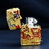 Zippo Bọc Lưới Mạ Vàng Đôi Lân Sư Rồng Tranh Tài ZN118