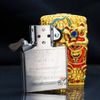 Zippo Bọc Lưới Mạ Vàng Đôi Lân Sư Rồng Tranh Tài ZN118