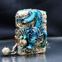 Zippo Vỏ Dày Ốp Nổi Thanh Long Hỏa Phụng ZN192