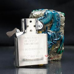 Zippo Vỏ Dày Ốp Nổi Thanh Long Hỏa Phụng ZN192