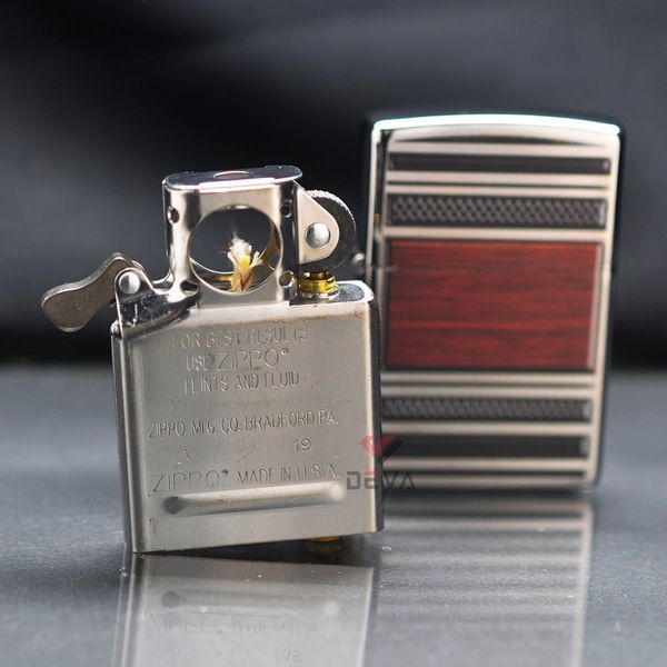 Zippo Hút Tẩu Hoa Văn Gỗ Steel And Wood Z194