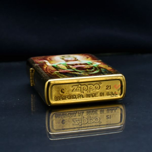 Zippo In Hình Vị Nữ Thần Tay Cầm Sen ZN273