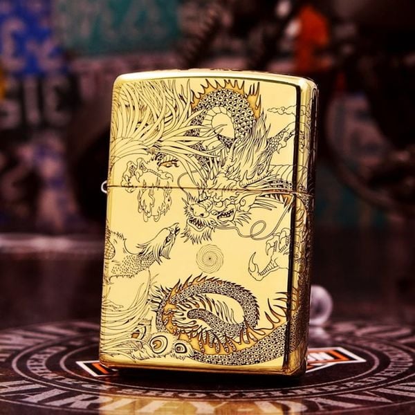 Zippo khắc rồng phượng 5 mặt Z259