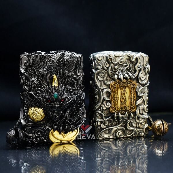 Zippo Ốp Tượng Tỳ Hưu Một Sừng May Mắn ZN142