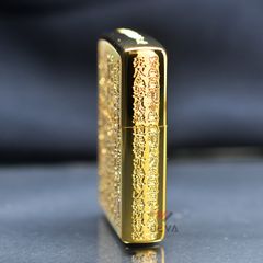 Zippo Khảm Trai Khắc Bát Nhã Tâm Kinh Mạ Vàng ZN129