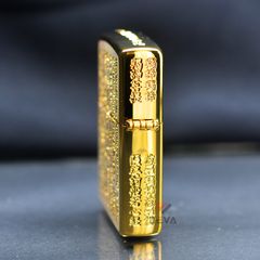 Zippo Khảm Trai Khắc Bát Nhã Tâm Kinh Mạ Vàng ZN129