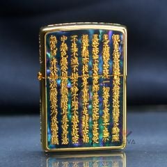 Zippo Khảm Trai Khắc Bát Nhã Tâm Kinh Mạ Vàng ZN129